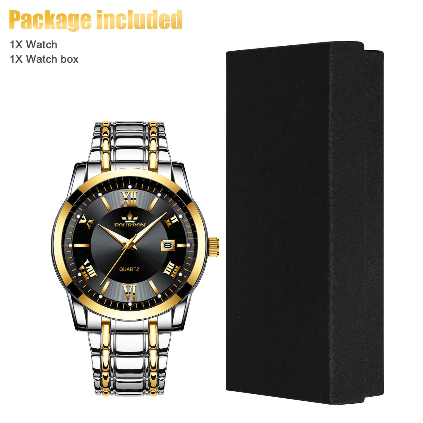 Waterproof Men Watch Classic Stainless Steel Quartz Luminous Business Wristwatch