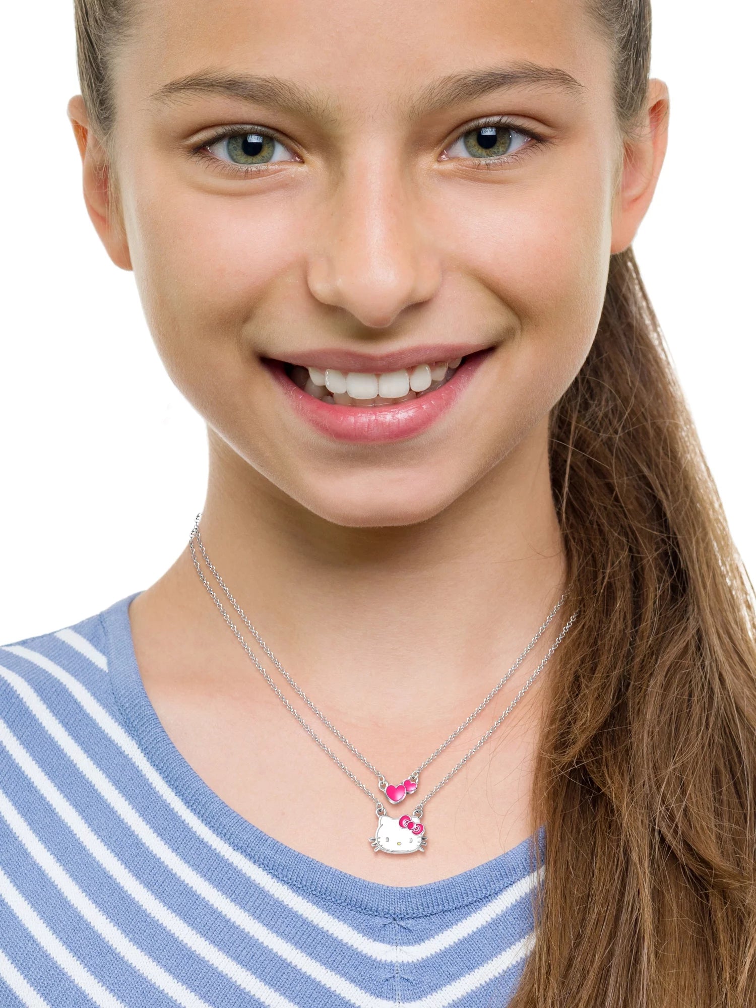 Girl'S, Enamel Hearts Double Necklace Set