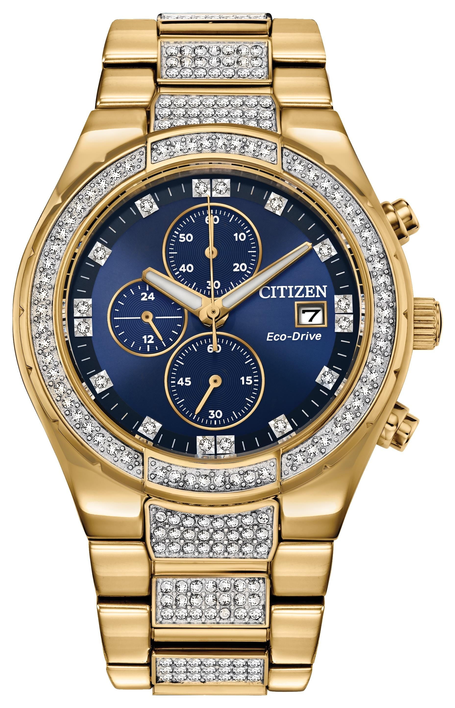 Men'S Eco-Drive Crystal Chronograph Gold Tone Watch - CA0752-58L