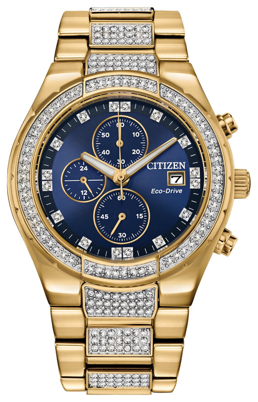 Men'S Eco-Drive Crystal Chronograph Gold Tone Watch - CA0752-58L