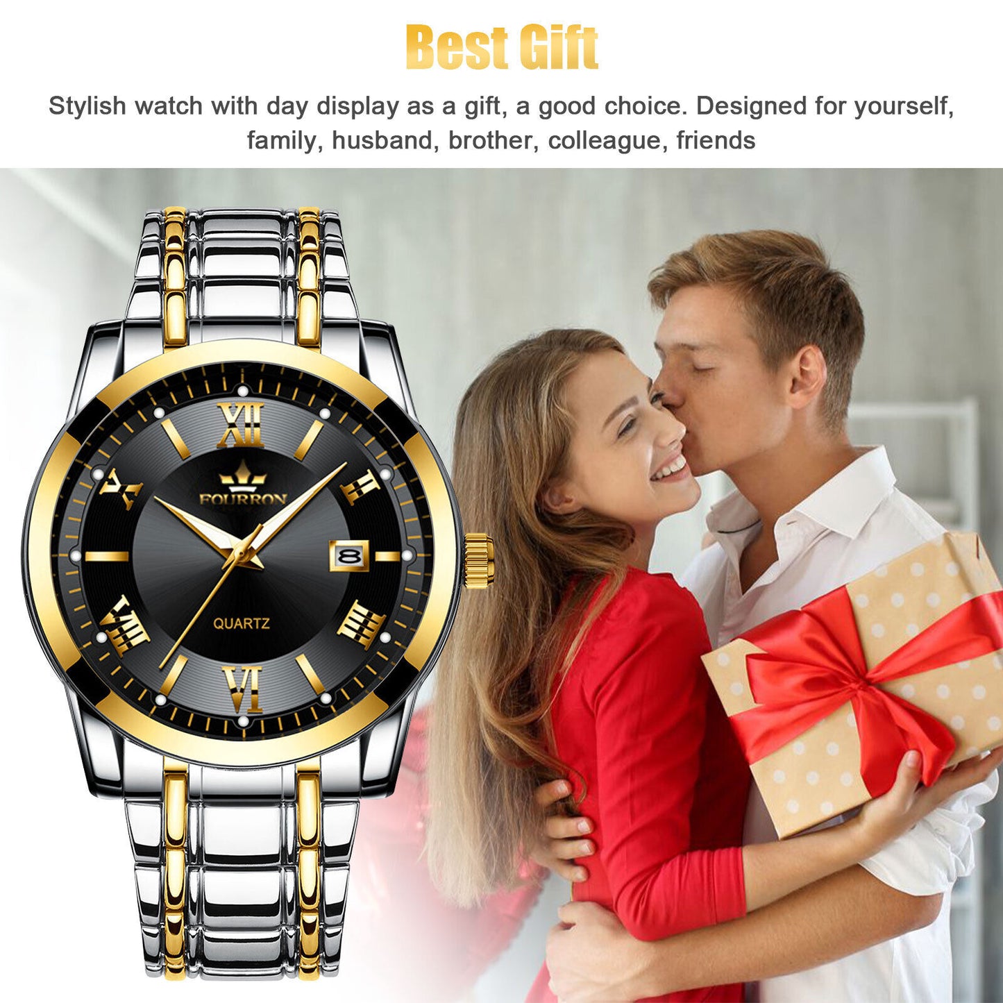 Waterproof Men Watch Classic Stainless Steel Quartz Luminous Business Wristwatch