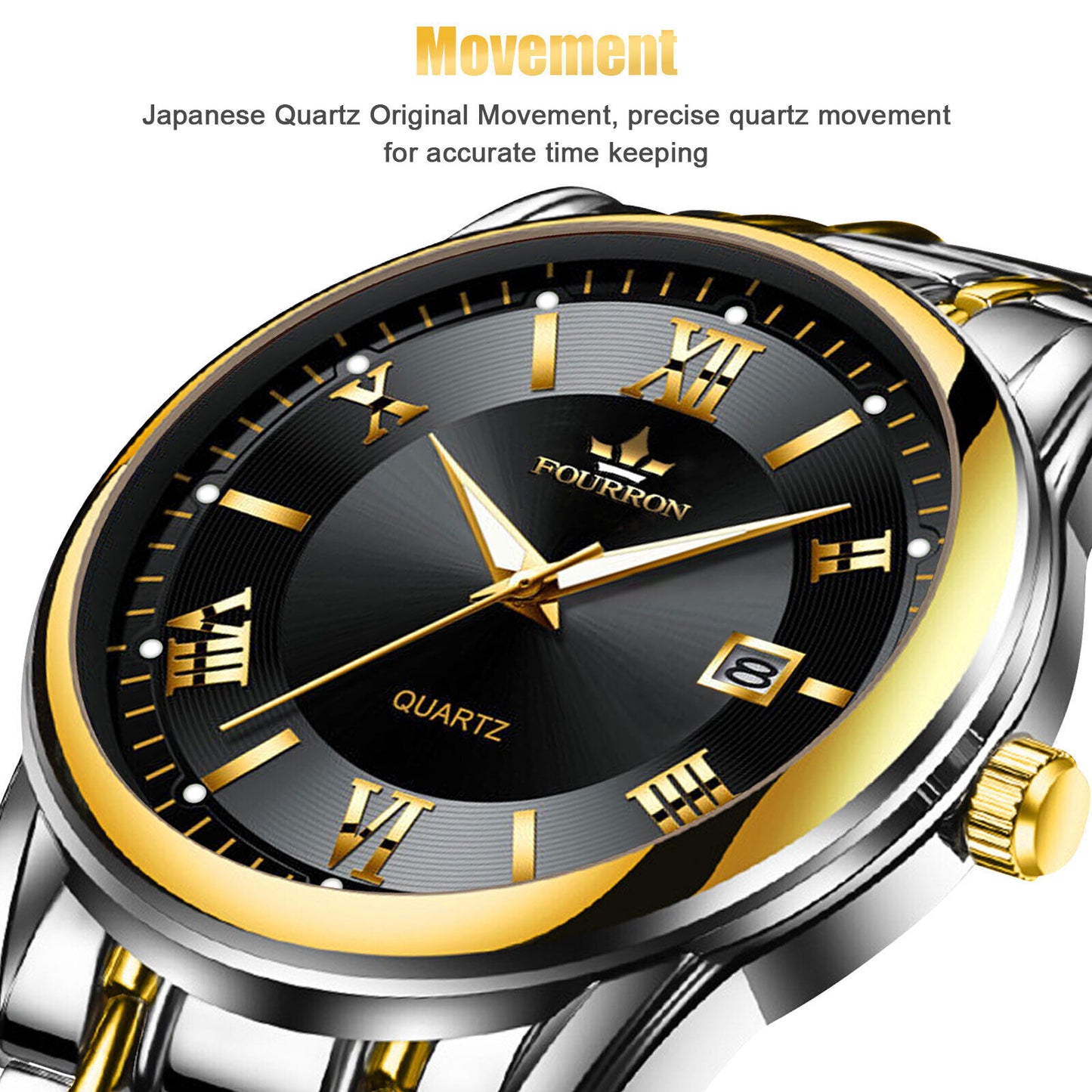 Waterproof Men Watch Classic Stainless Steel Quartz Luminous Business Wristwatch